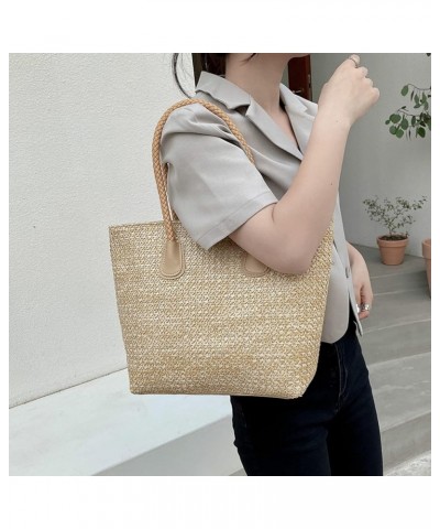 Women Straw Crochet Tote Bohemian Summer Beach Bag Large Handmade Shoulder Bag 7465khaki $13.57 Totes