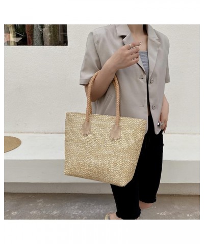 Women Straw Crochet Tote Bohemian Summer Beach Bag Large Handmade Shoulder Bag 7465khaki $13.57 Totes