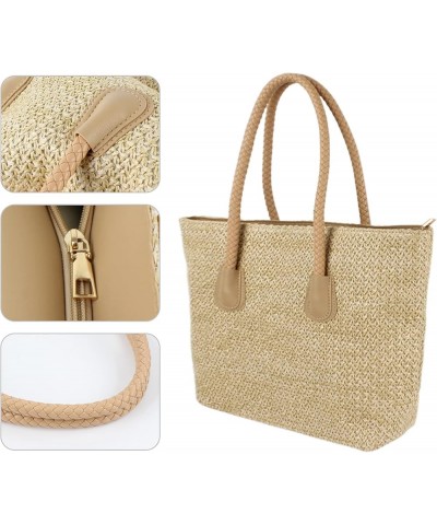 Women Straw Crochet Tote Bohemian Summer Beach Bag Large Handmade Shoulder Bag 7465khaki $13.57 Totes