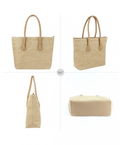 Women Straw Crochet Tote Bohemian Summer Beach Bag Large Handmade Shoulder Bag 7465khaki $13.57 Totes