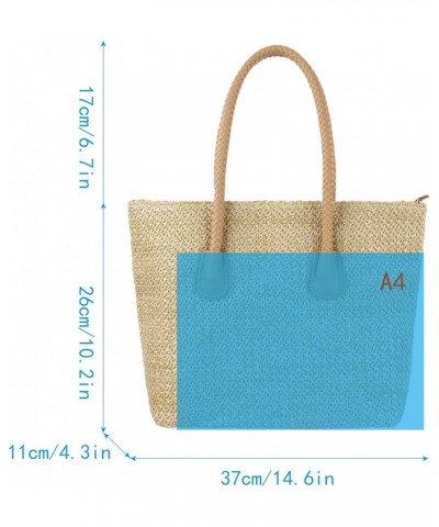 Women Straw Crochet Tote Bohemian Summer Beach Bag Large Handmade Shoulder Bag 7465khaki $13.57 Totes