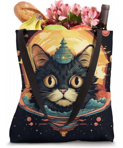 Spaceship Cat galaxy space Cat Alien Kitty Mom Dad Tote Bag $11.72 Totes