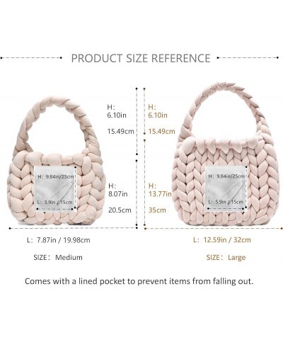 Handwoven Tote Bags for Women Chunky Yarn Knit Shoulder Bag Handmade Braided Purse Beige $16.11 Shoulder Bags