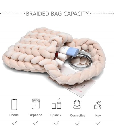 Handwoven Tote Bags for Women Chunky Yarn Knit Shoulder Bag Handmade Braided Purse Beige $16.11 Shoulder Bags