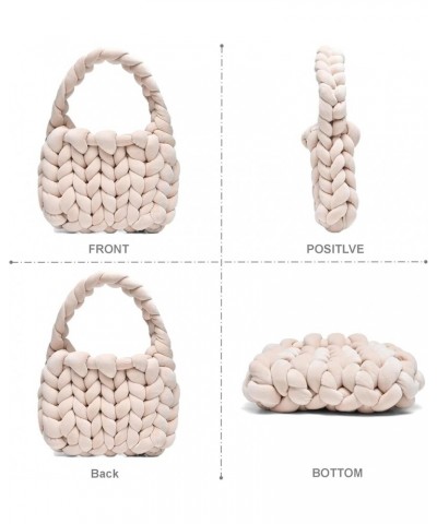 Handwoven Tote Bags for Women Chunky Yarn Knit Shoulder Bag Handmade Braided Purse Beige $16.11 Shoulder Bags