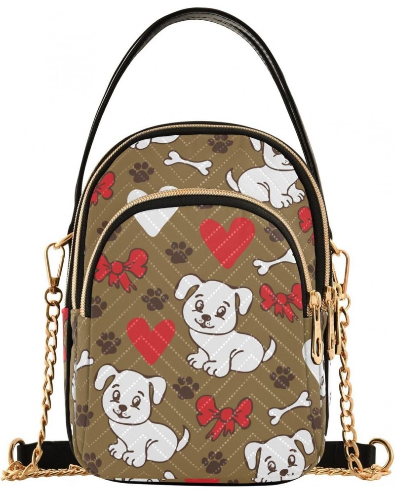 Dogs and Love Harts Crossbody Bags for Women Quilted Shoulder Bag Handbag with Chain Strap Valentine's Day Trendy Cross Body ...