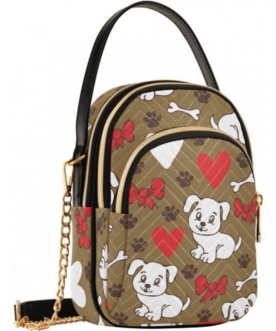 Dogs and Love Harts Crossbody Bags for Women Quilted Shoulder Bag Handbag with Chain Strap Valentine's Day Trendy Cross Body ...