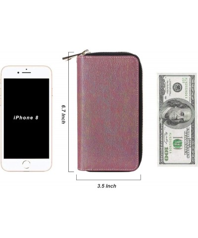 Double Zipper Wallet for Woman Clutch Purse with Cell Phone Holder for Smart Phone/Card/Coin/Cash Jam Rose Tiny Sparkles $9.8...