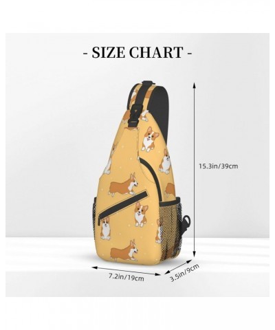 Cartoon Corgi Dog Cross Chest Bag Diagonally Unisex Crossbody Backpack Travel Backpack, Lightweight Casual Chest Daypack, Hik...