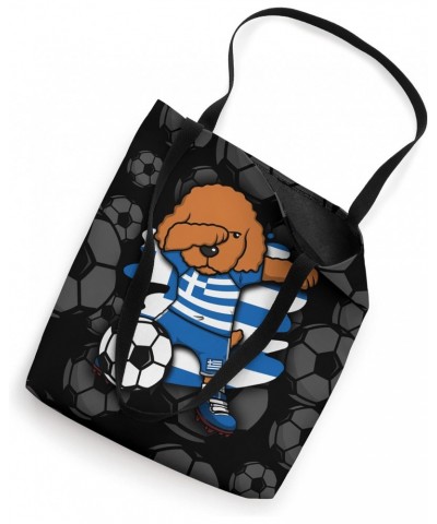 Dabbing Poodle Greece Soccer Fans Jersey Greek Football Fan Tote Bag $13.45 Totes