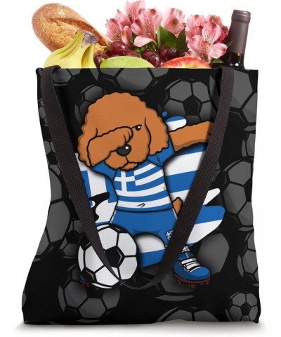 Dabbing Poodle Greece Soccer Fans Jersey Greek Football Fan Tote Bag $13.45 Totes