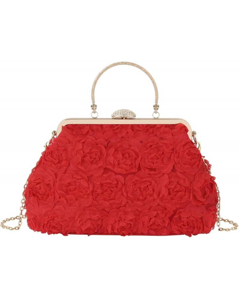 Women's Elegant Bride Evening Party Bag Rose Clutch Handbag Messenger Purse Bag (06205 Pink) 07646 Red $24.29 Totes