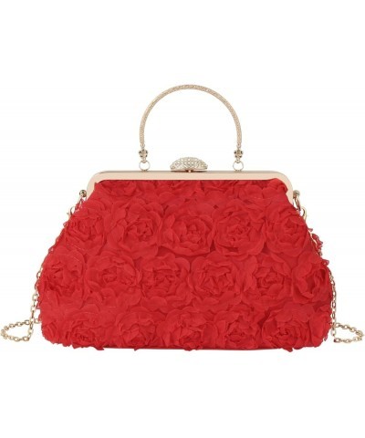 Women's Elegant Bride Evening Party Bag Rose Clutch Handbag Messenger Purse Bag (06205 Pink) 07646 Red $24.29 Totes