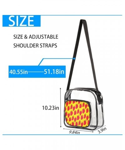 Strawberry Watercolor Stadium-Approved Clear Crossbody Bag with Colorful Print Design Strawberry Yellow $14.15 Crossbody Bags