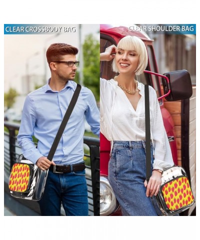 Strawberry Watercolor Stadium-Approved Clear Crossbody Bag with Colorful Print Design Strawberry Yellow $14.15 Crossbody Bags