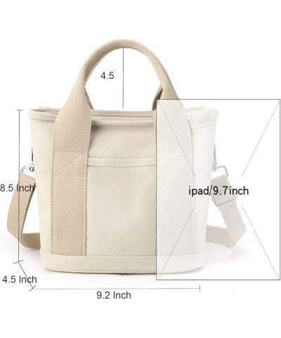 Small Cute Canvas Tote Crossbody Shoulder Bag W/Multiple Pockets Mini Casual Satchel Hobo Handbag Messenger Purse for Women 0...