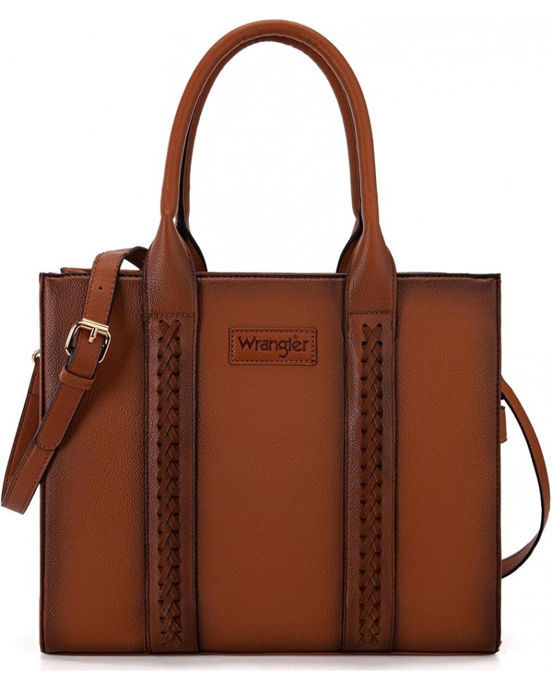 Wrangler Purse for Women Large Work Tote Bags with Strap Vintage Top-Handle Handbags F-brown $26.49 Handbags