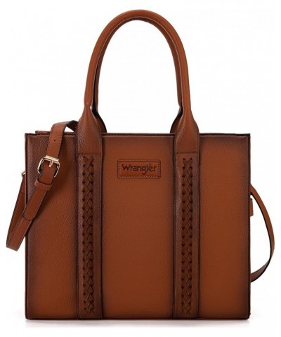 Wrangler Purse for Women Large Work Tote Bags with Strap Vintage Top-Handle Handbags F-brown $26.49 Handbags