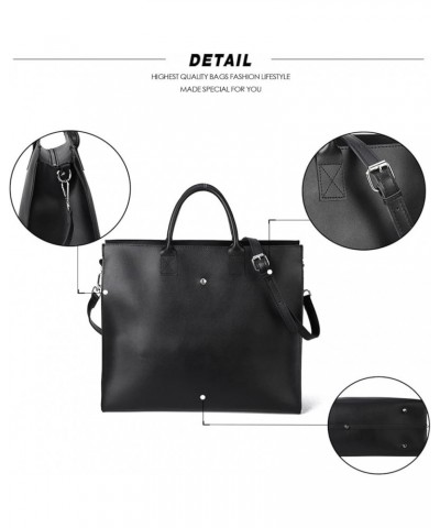 Women's Solid Color Simple Tote Bag, Pu Leather Shoulder Bag Messenger Bag Black $35.16 Totes