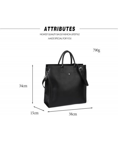 Women's Solid Color Simple Tote Bag, Pu Leather Shoulder Bag Messenger Bag Black $35.16 Totes