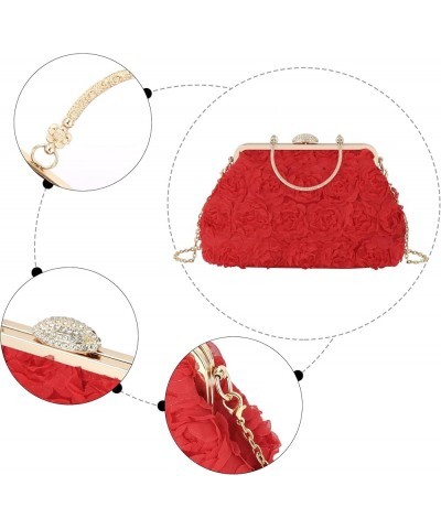 Women's Elegant Bride Evening Party Bag Rose Clutch Handbag Messenger Purse Bag (06205 Pink) 07646 Red $24.29 Totes