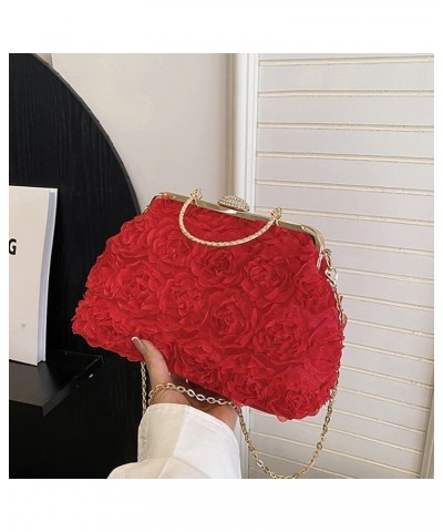 Women's Elegant Bride Evening Party Bag Rose Clutch Handbag Messenger Purse Bag (06205 Pink) 07646 Red $24.29 Totes