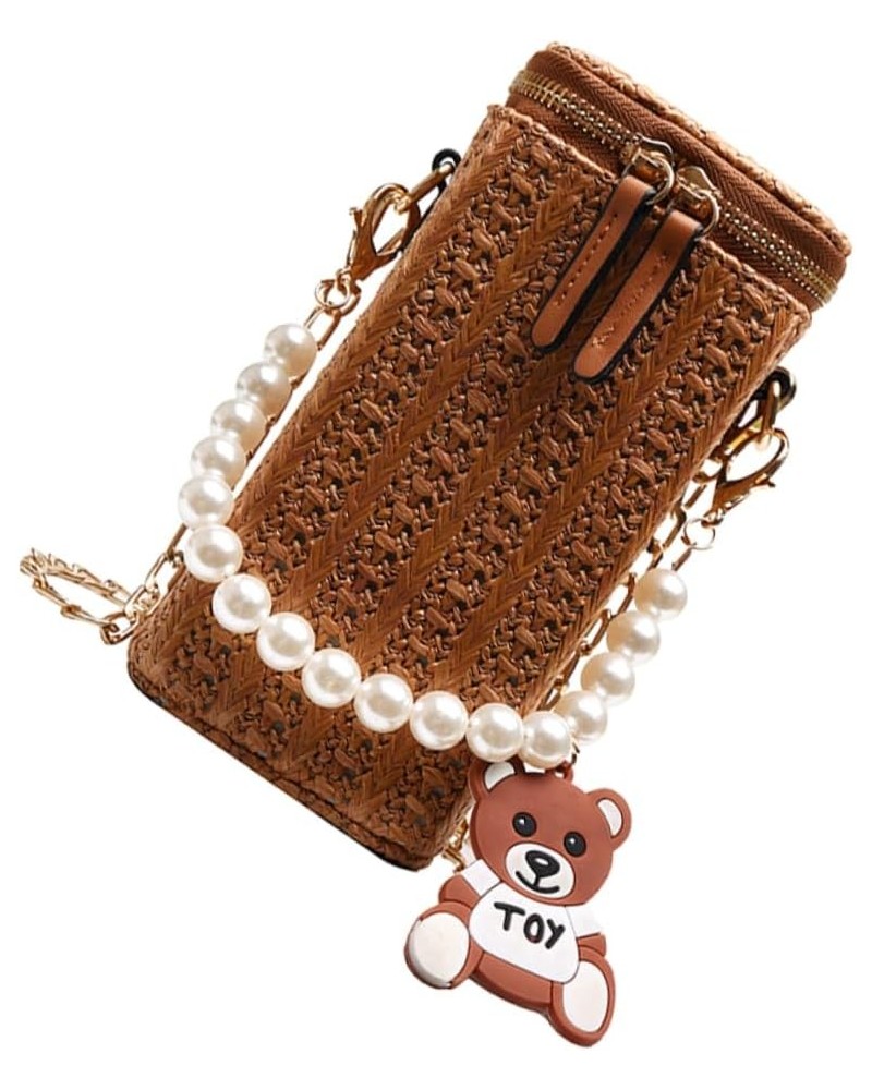 Wind Up Toys Pearl Handle Bag Bucket Handle Bag Woven Shoulder Bag Woven Bucket Bag Woven Bag To Weave Clear Purse $10.73 Sho...