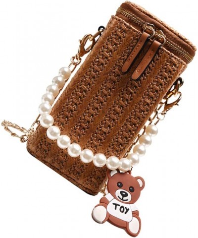 Wind Up Toys Pearl Handle Bag Bucket Handle Bag Woven Shoulder Bag Woven Bucket Bag Woven Bag To Weave Clear Purse $10.73 Sho...