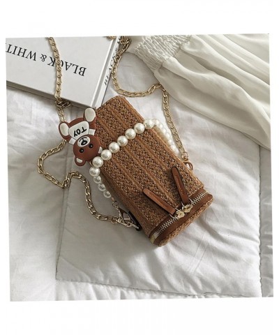 Wind Up Toys Pearl Handle Bag Bucket Handle Bag Woven Shoulder Bag Woven Bucket Bag Woven Bag To Weave Clear Purse $10.73 Sho...