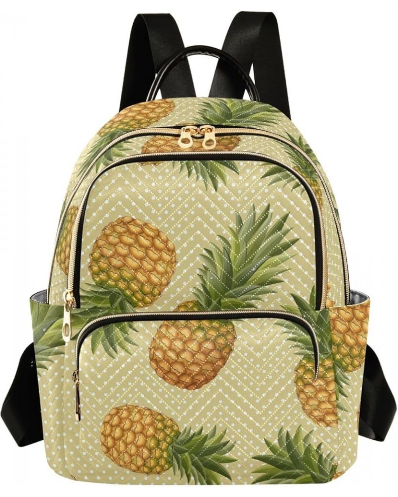 Pineapple Polka Dot Women Backpack Purse Shoulder Bag Color Medium $16.17 Backpacks