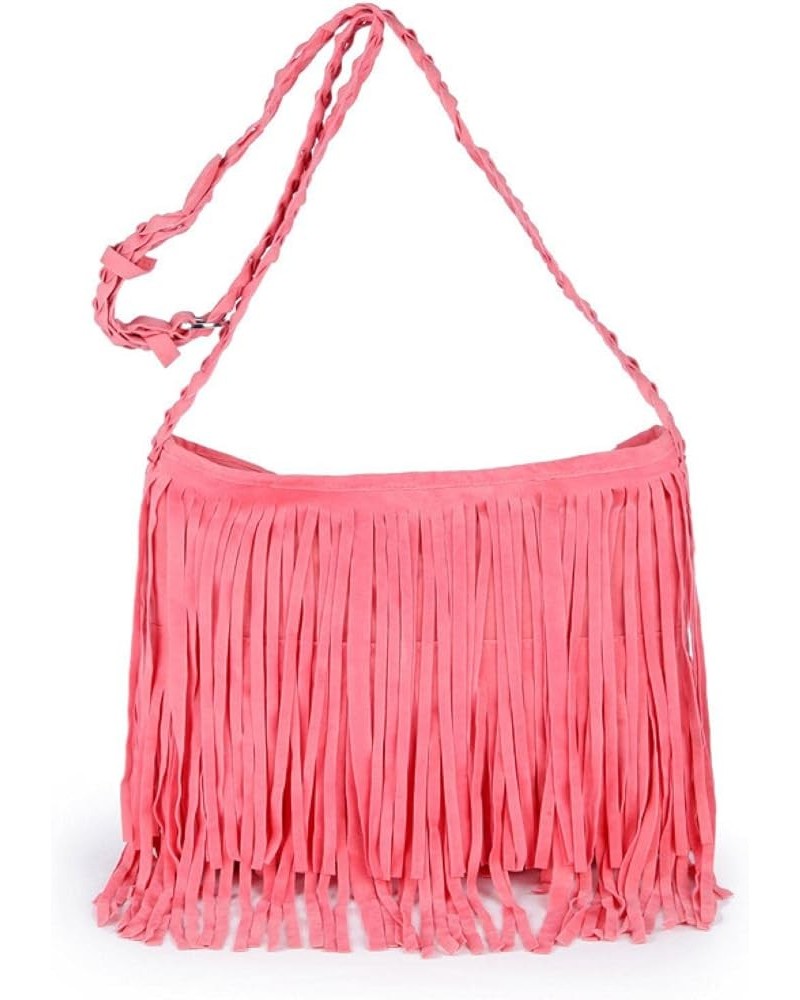 Frosted Tassel Women's Shoulder Bag, Fashionable Leather Velvet Retro Crossbody Bag, Underarm Bag, Shoulder Bag Pink 220g $11...