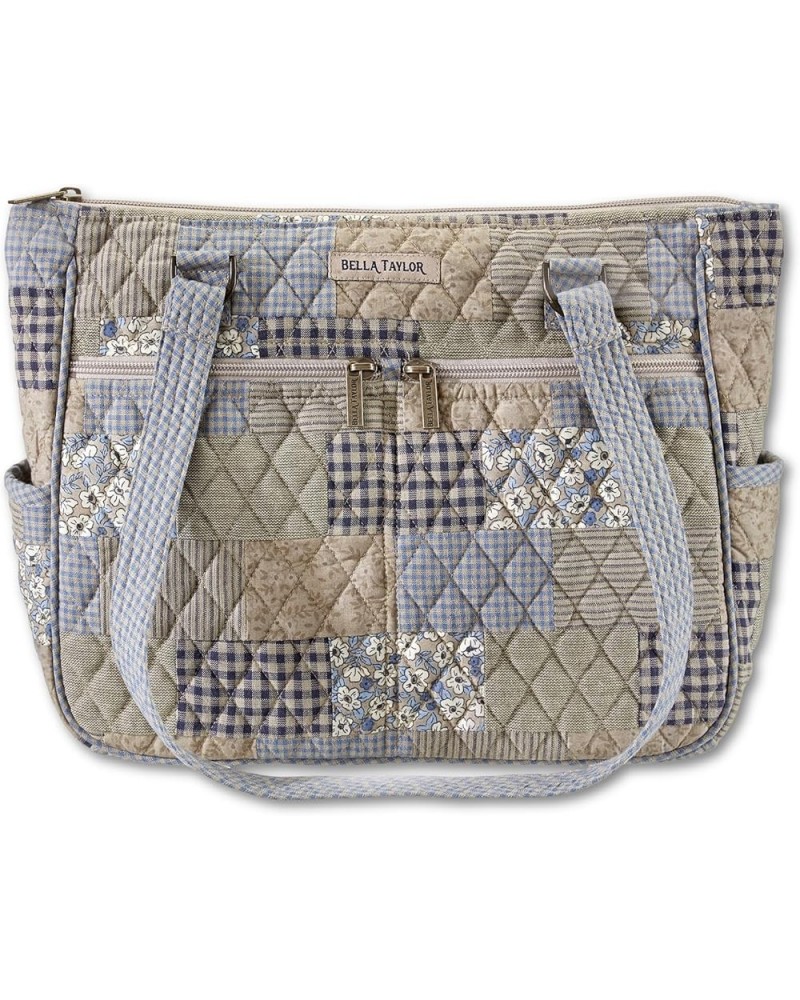 Everyday Tote | Lightweight Quilted Fabric Handbags for Women Khaki Patchwork $30.34 Shoulder Bags