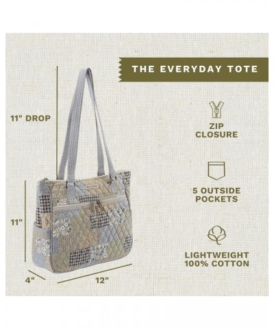 Everyday Tote | Lightweight Quilted Fabric Handbags for Women Khaki Patchwork $30.34 Shoulder Bags