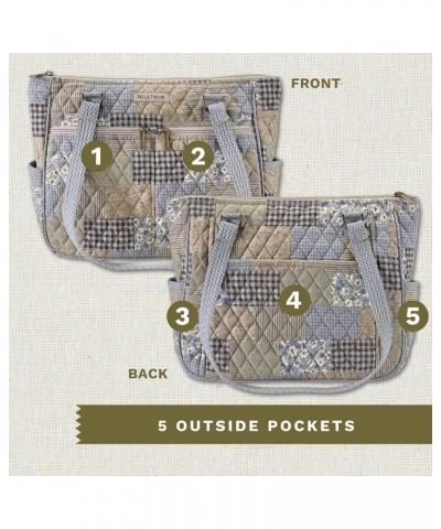 Everyday Tote | Lightweight Quilted Fabric Handbags for Women Khaki Patchwork $30.34 Shoulder Bags