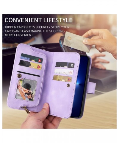 for Google Pixel 6 Phone Case Protector Multi Card Zipper Wallet Insert Card Oblique Straddle Bag (Color : Purple1, Size : Pi...