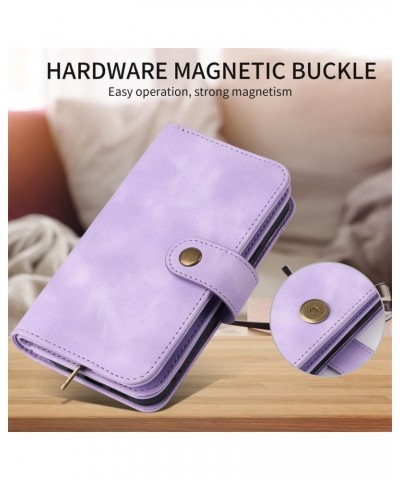 for Google Pixel 6 Phone Case Protector Multi Card Zipper Wallet Insert Card Oblique Straddle Bag (Color : Purple1, Size : Pi...