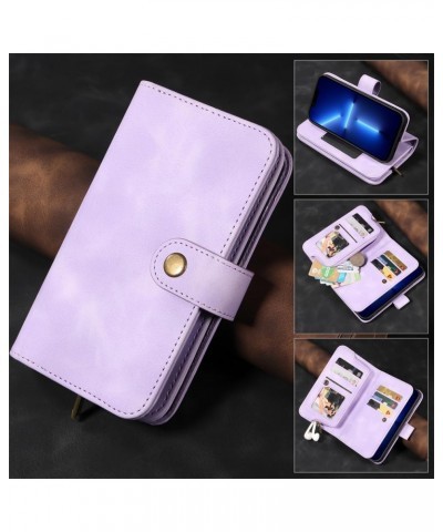 for Google Pixel 6 Phone Case Protector Multi Card Zipper Wallet Insert Card Oblique Straddle Bag (Color : Purple1, Size : Pi...