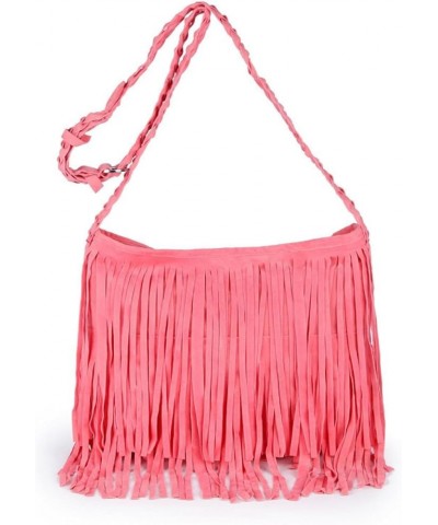 Frosted Tassel Women's Shoulder Bag, Fashionable Leather Velvet Retro Crossbody Bag, Underarm Bag, Shoulder Bag Pink 220g $11...