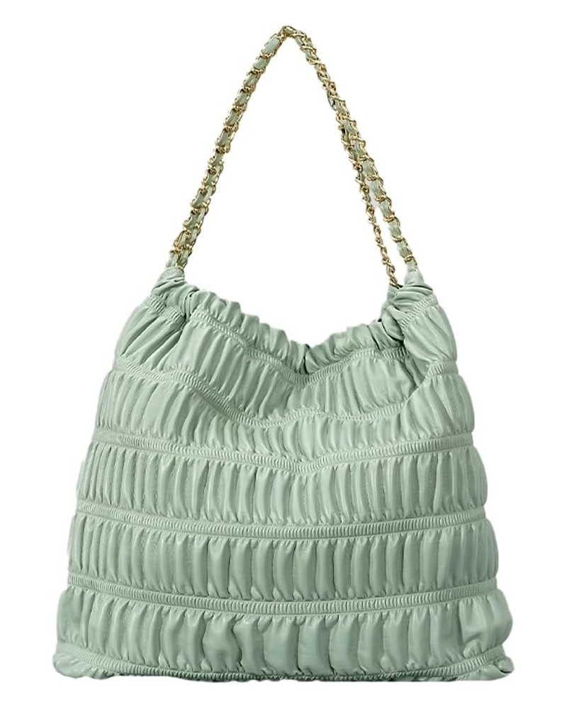 Quilted Shoulder Bag for Women PU Leather Hobo Tote Bag Armpit Purse Handbag Pleated Top Handle Bag Green-l $24.63 Totes