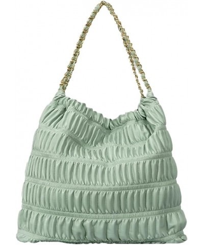 Quilted Shoulder Bag for Women PU Leather Hobo Tote Bag Armpit Purse Handbag Pleated Top Handle Bag Green-l $24.63 Totes