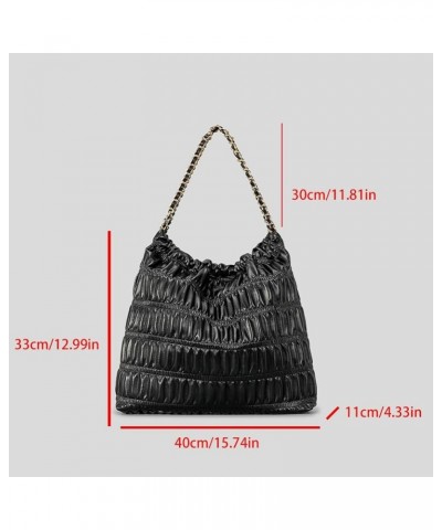 Quilted Shoulder Bag for Women PU Leather Hobo Tote Bag Armpit Purse Handbag Pleated Top Handle Bag Green-l $24.63 Totes