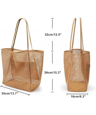 Women's Shoulder Handbag Mesh Beach Tote Lage Capacity Summer Purse Grocery Bags White $9.17 Hobo Bags