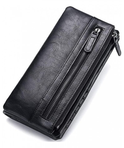 Retro Simple Mid-length Wallet Zipper Casual Leather Credit Card Holder Separate (Color : Gray) Gray $43.57 Wallets