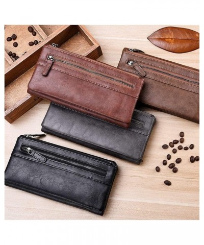 Retro Simple Mid-length Wallet Zipper Casual Leather Credit Card Holder Separate (Color : Gray) Gray $43.57 Wallets