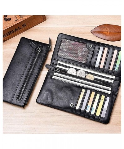 Retro Simple Mid-length Wallet Zipper Casual Leather Credit Card Holder Separate (Color : Gray) Gray $43.57 Wallets