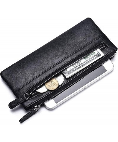 Retro Simple Mid-length Wallet Zipper Casual Leather Credit Card Holder Separate (Color : Gray) Gray $43.57 Wallets