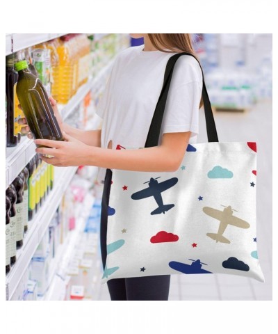 Handbags and Purse Colorful Airplanes Stars for Women Tote Bag Large Capacity Top Plane Storage Handle Shopper Shoulder Bag $...