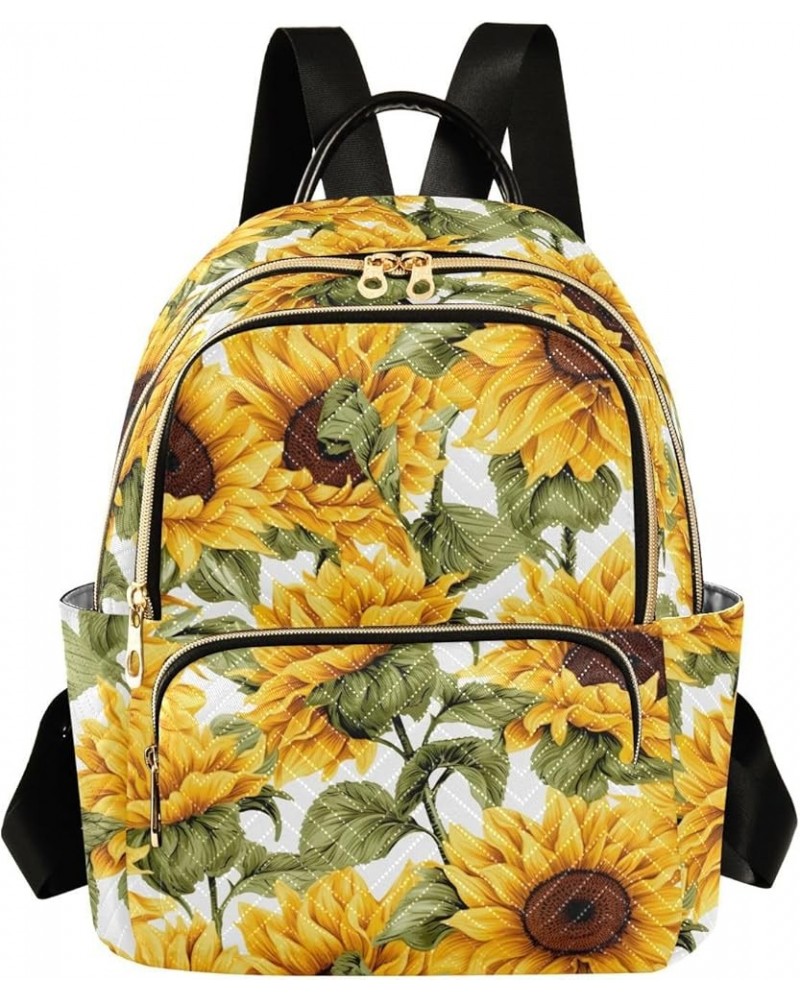 Sunflower Floral Backpack for Women Fashion Shoulder Bags Small Casual Daypack Travel Bag S 202a2010 M(11.4"x6.1"x14.17") 202...