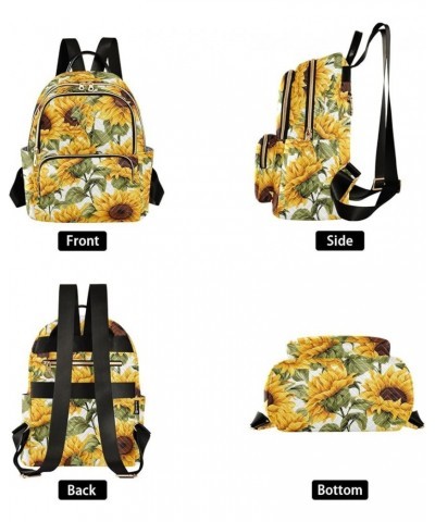 Sunflower Floral Backpack for Women Fashion Shoulder Bags Small Casual Daypack Travel Bag S 202a2010 M(11.4"x6.1"x14.17") 202...