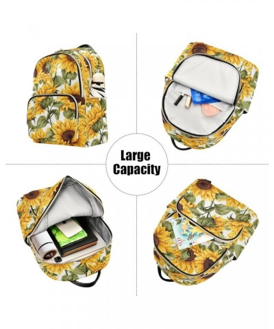 Sunflower Floral Backpack for Women Fashion Shoulder Bags Small Casual Daypack Travel Bag S 202a2010 M(11.4"x6.1"x14.17") 202...